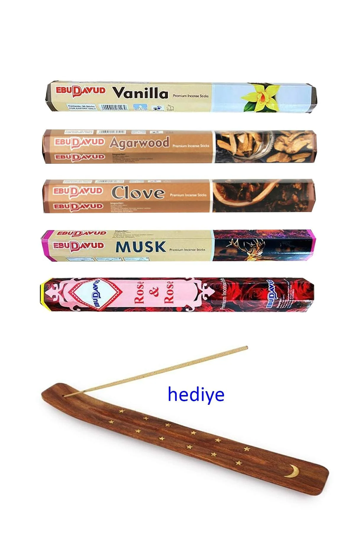 5 Paket 20 Çubuklu Tütsü Vanilla - Musk - Clove - Wood - Redrose 