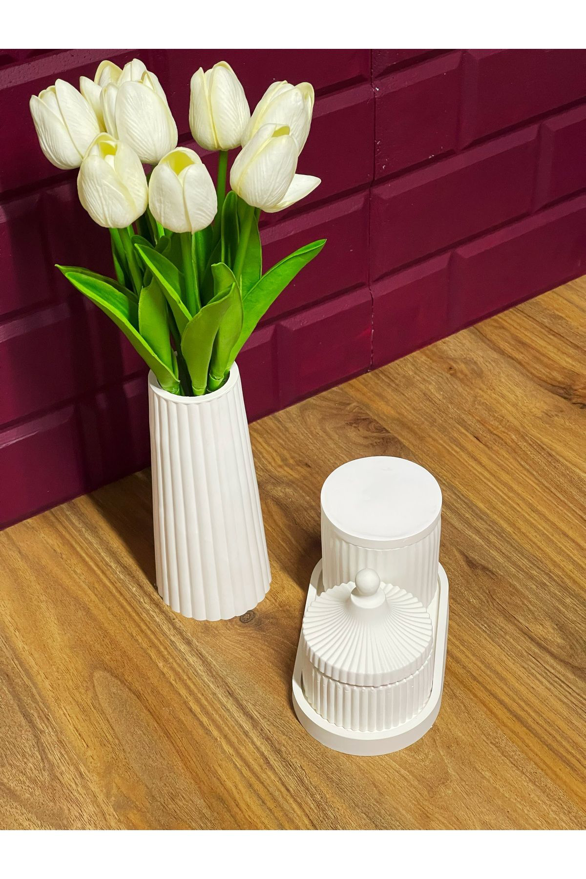 5 Parça El Yapımı Beton Dekor Seti – Minimalist ve Çok Amaçlı Tas