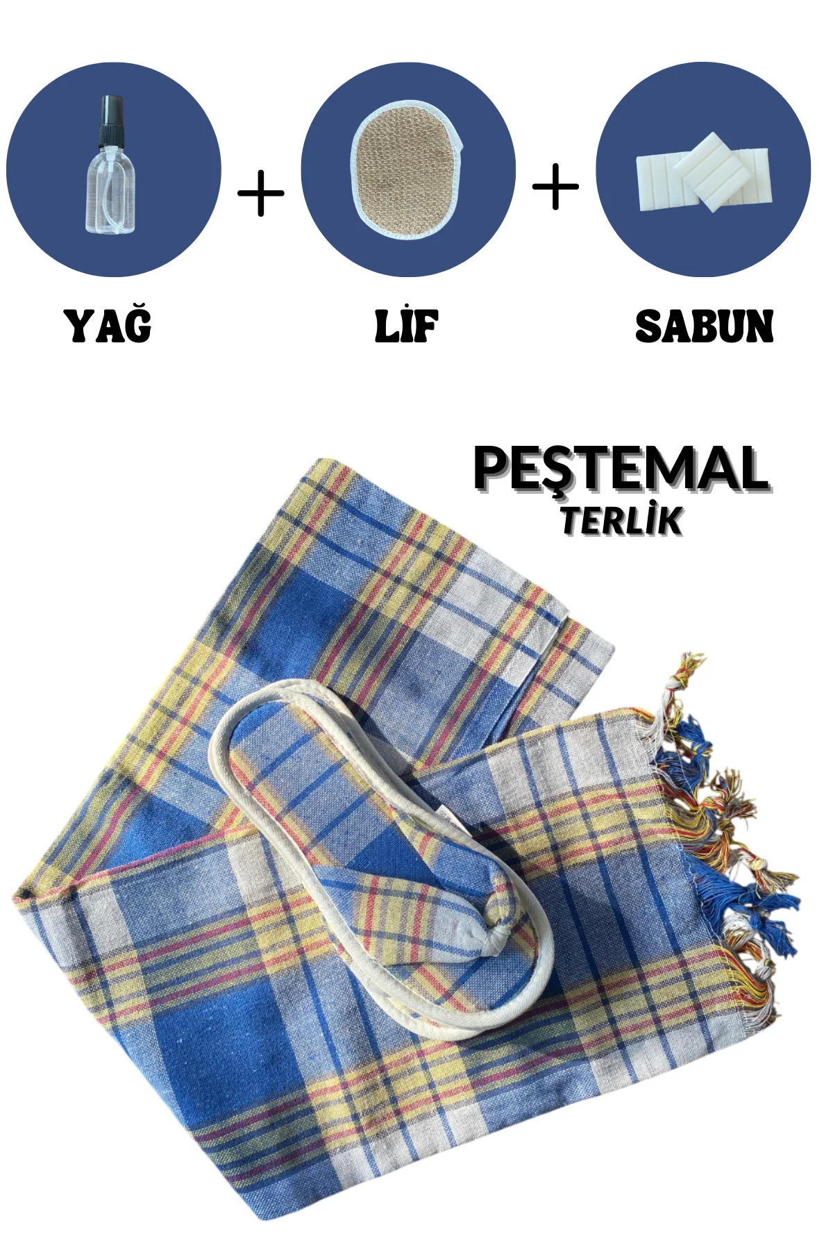 5 Parça Hamam Peştemal Seti Kırmızı 80x180 Cm