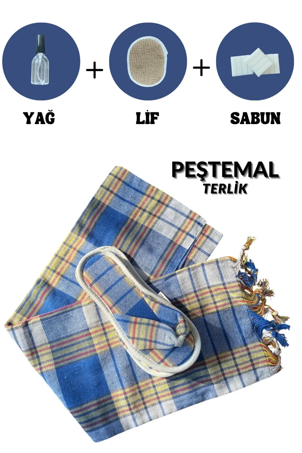 5 Parça Hamam Peştemal Seti Kırmızı 80x180 Cm