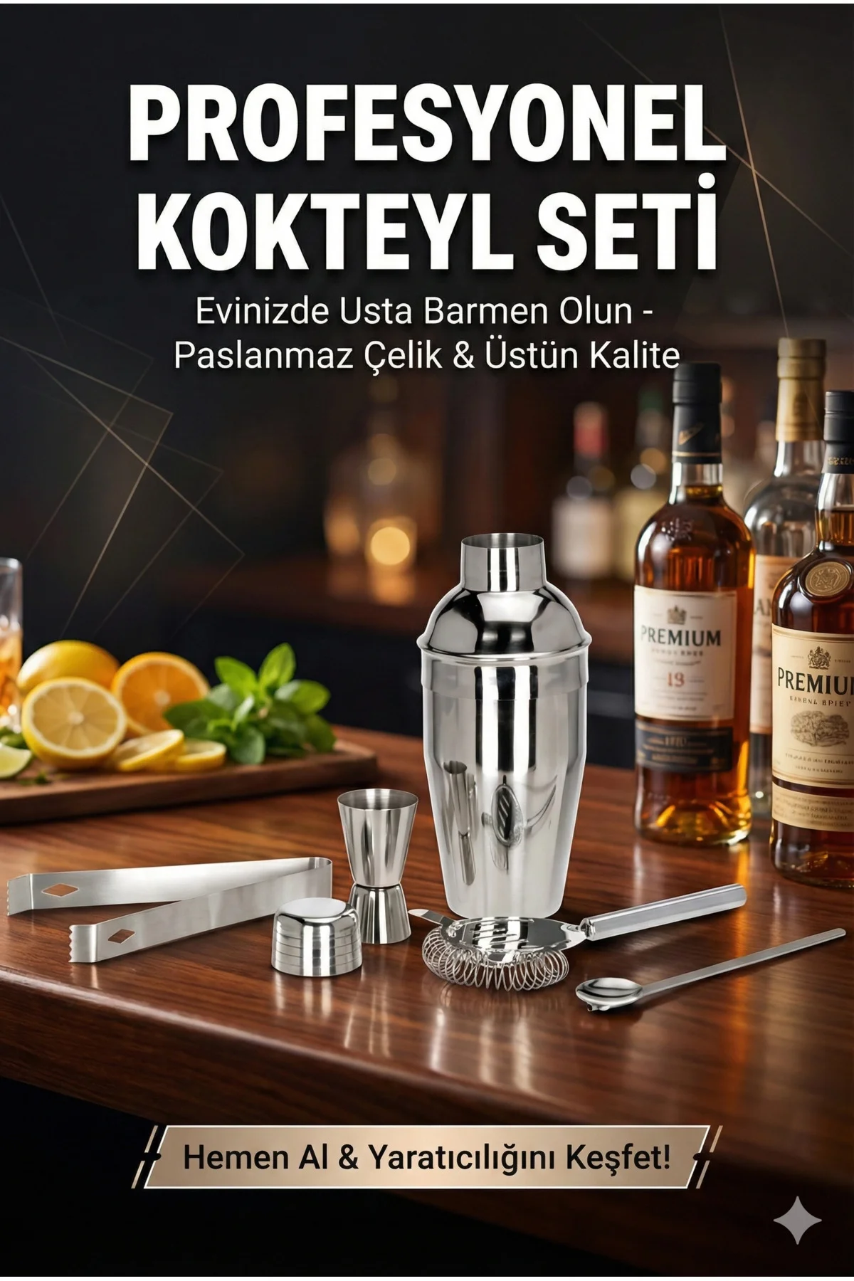5 Parça Kokteyl Hazırlama Seti 550 Ml - Görsel 4