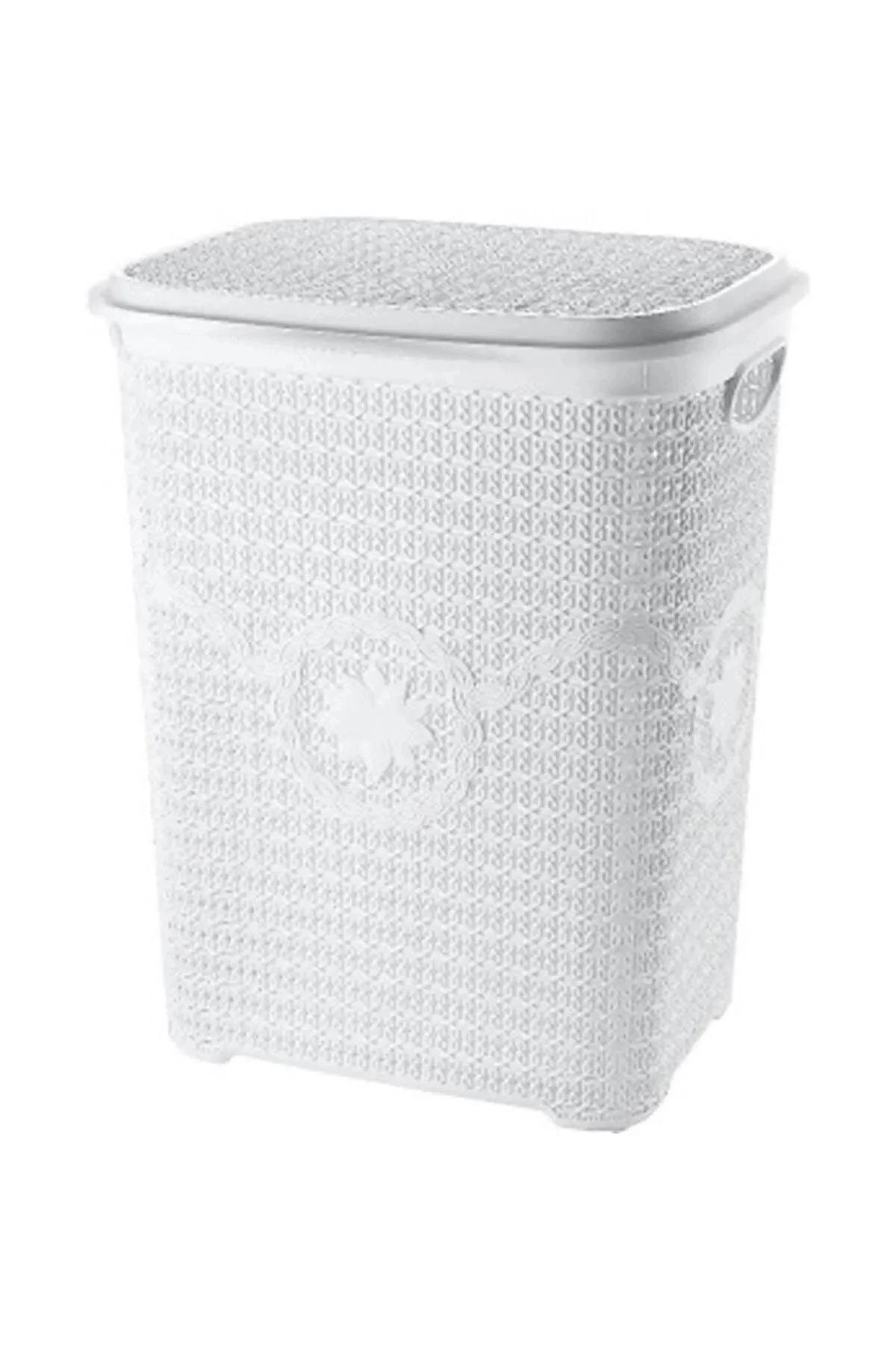 5 Parça Örgü Desenli Plastik Banyo Seti Çamaşır Sepeti Deterjanlık Çöp Kovası Klozet Fırçası - Gri 5 Parça Örgü Desenli Plastik Banyo Seti Çamaşır Sepeti Deterjanlık Çöp Kovası Klozet Fırçası - Gri - Görsel 4