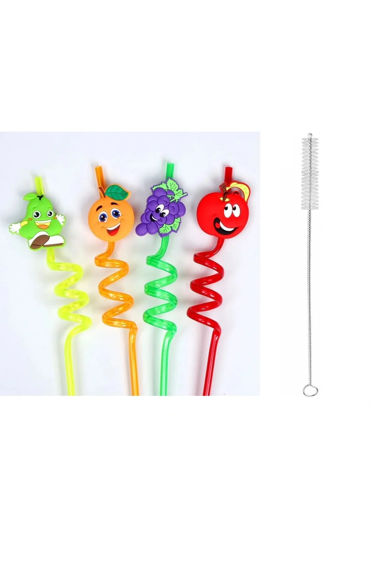 5 Parça Renkli Pipet Seti - Emojili Spiral Kokteyl- Çocuk Pipeti Temizleme Fırçalı 5 Parça Renkli Pipet Seti - Emojili Spiral Kokteyl- Çocuk Pipeti Temizleme Fırçalı - Görsel 2