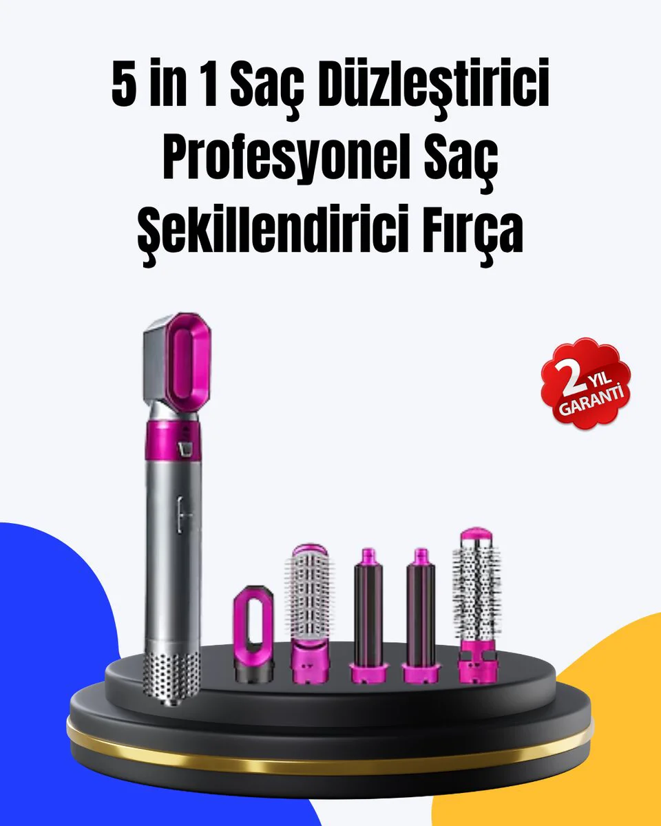 5 Parça Saç Şekillendirme Seti - Düzleştirme, Dalga ve Bukle Çözümü