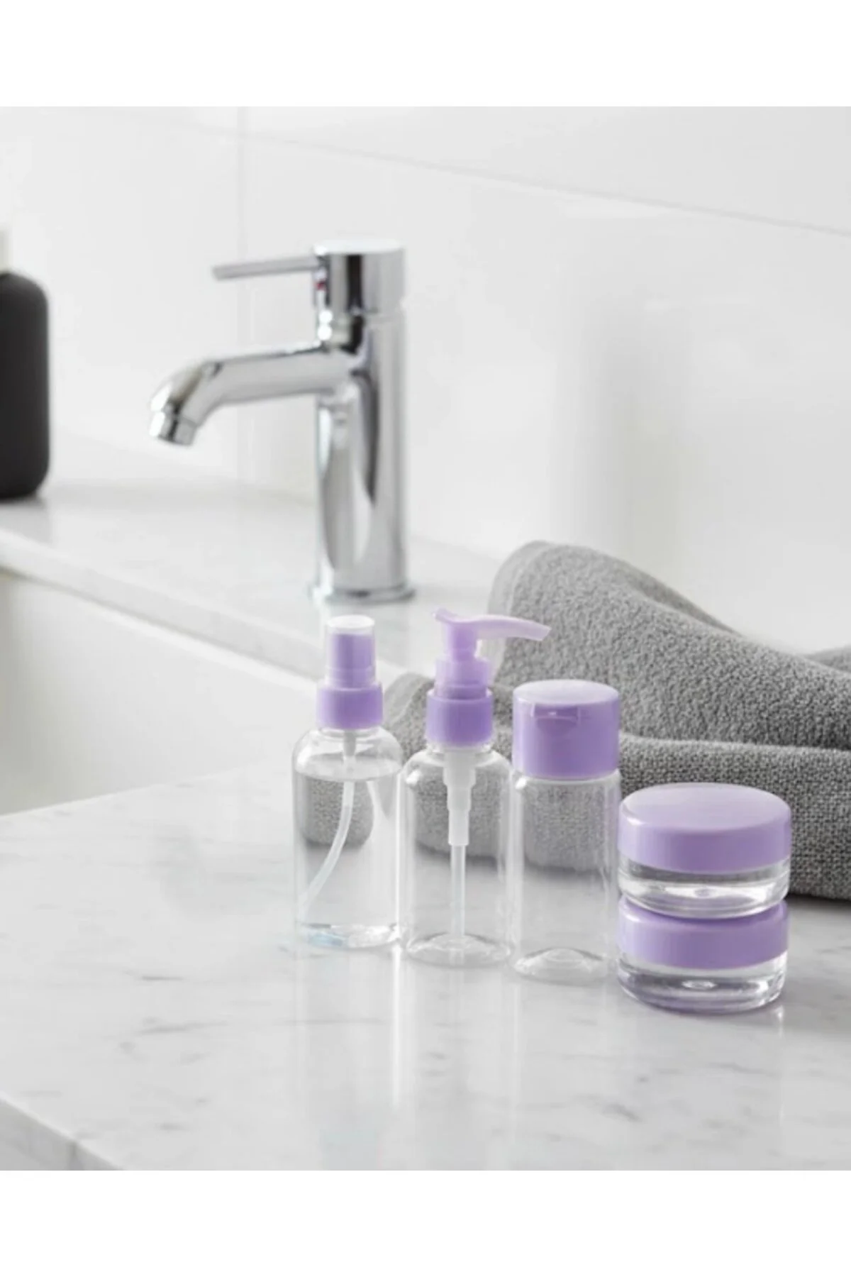 5 Parça Seyahat Banyo Seti 30 Ml Şeffaf Taşınabilir Şişe Seti