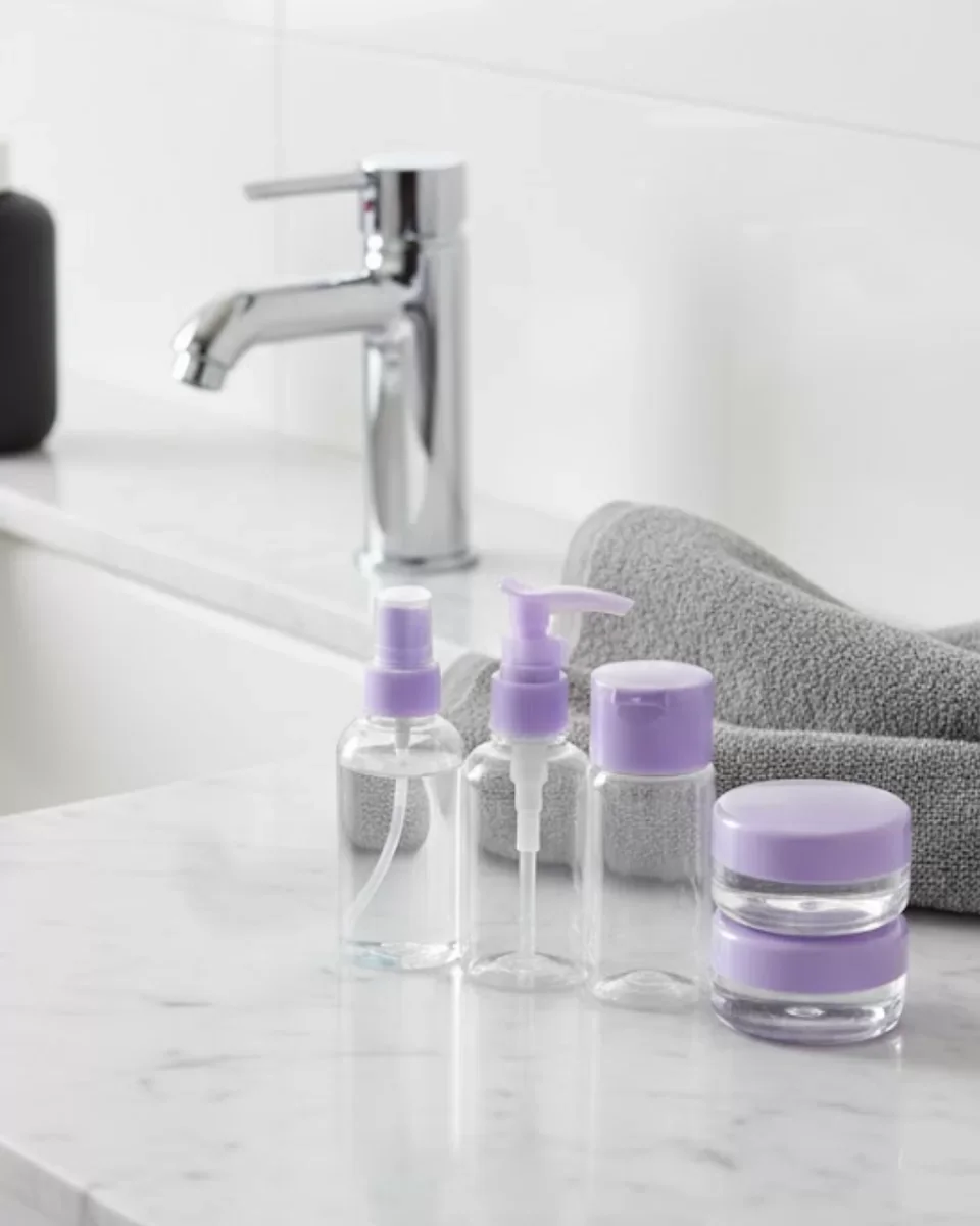 5 Parça Seyahat Banyo Seti 30 ml Şeffaf Taşınabilir Şişe Seti