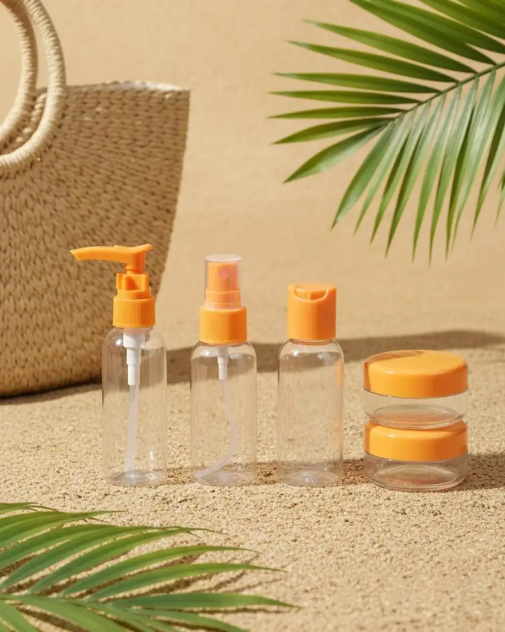 5 Parça Taşınabilir Seyahat Banyo Seti Şeffaf Şişe Takımı