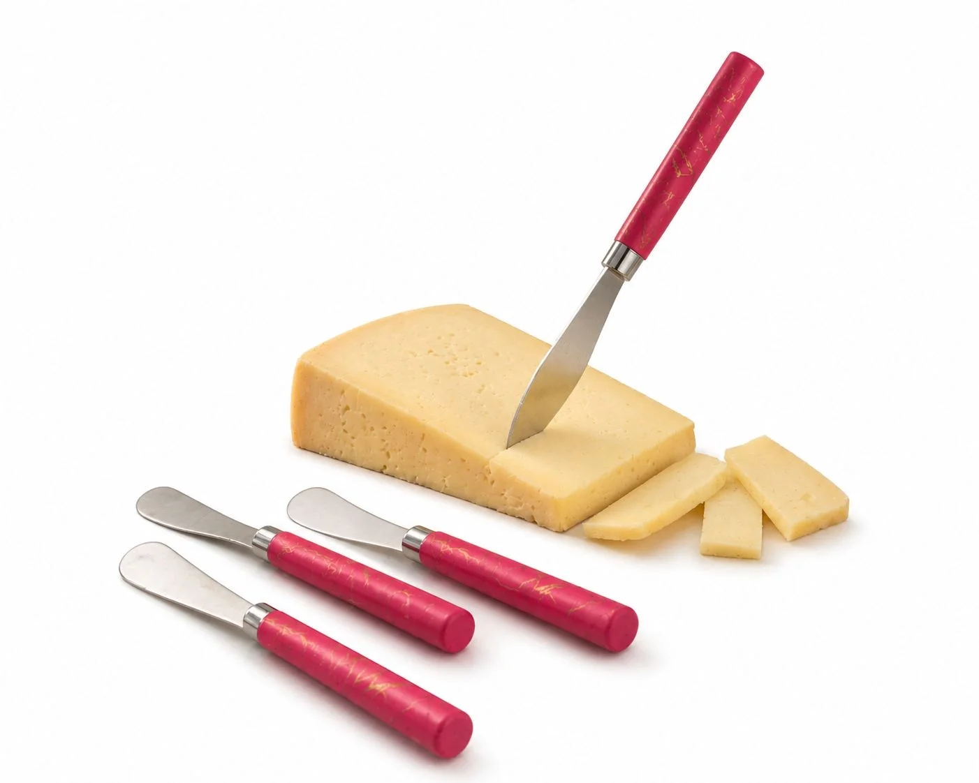 5 Parça  Uzun Kahvaltı Bıçak - Kırmızı Mermer Desen Saplı 16.5 Cm Bx40 Fiyatı, Yorumları ve Özellikleri
