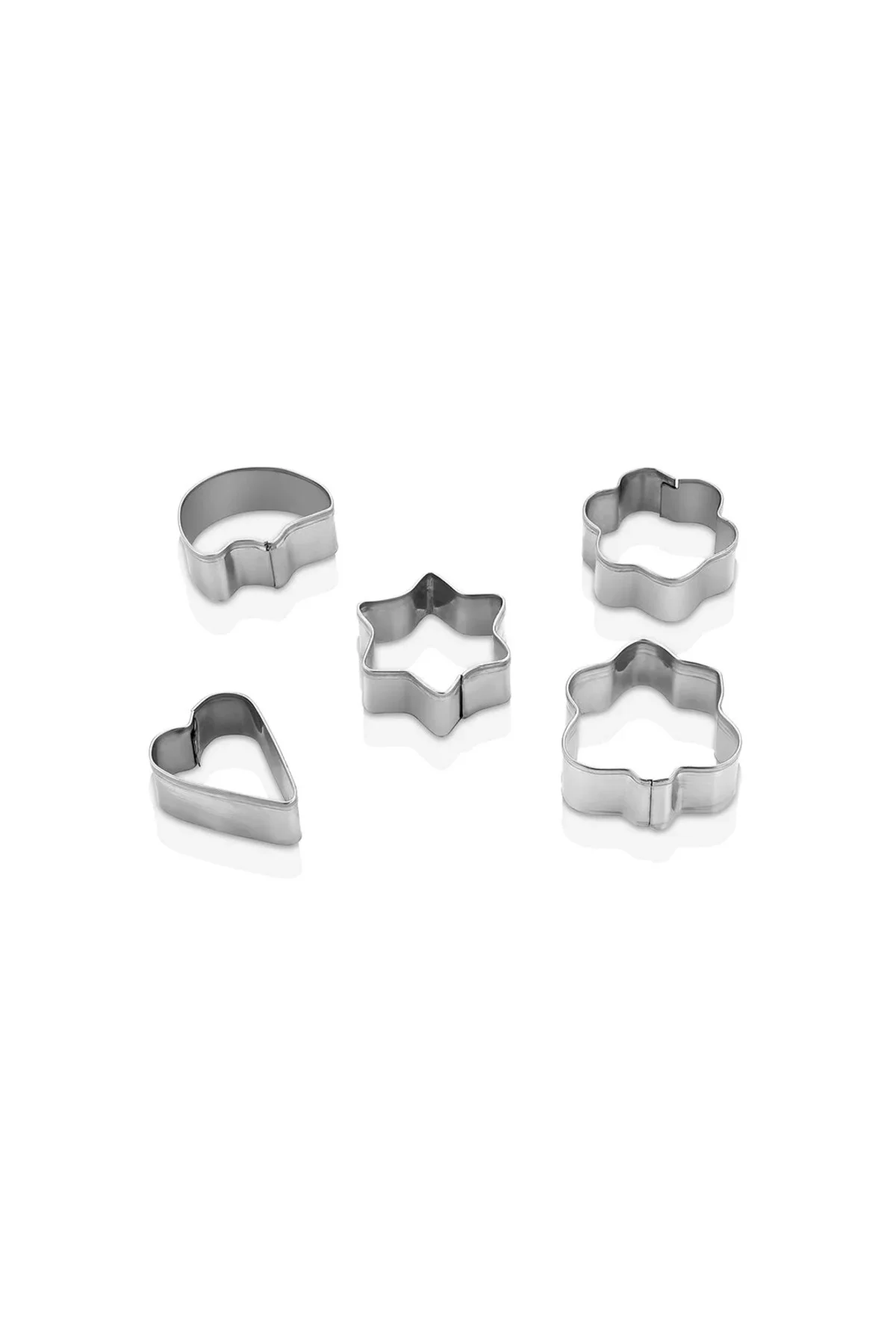 5 Pcs Metal Kurabiye Kalıp Kalp - Yıldız - Papatya - Ağaç 5 Pcs Metal Kurabiye Kalıp Kalp - Yıldız - Papatya - Ağaç