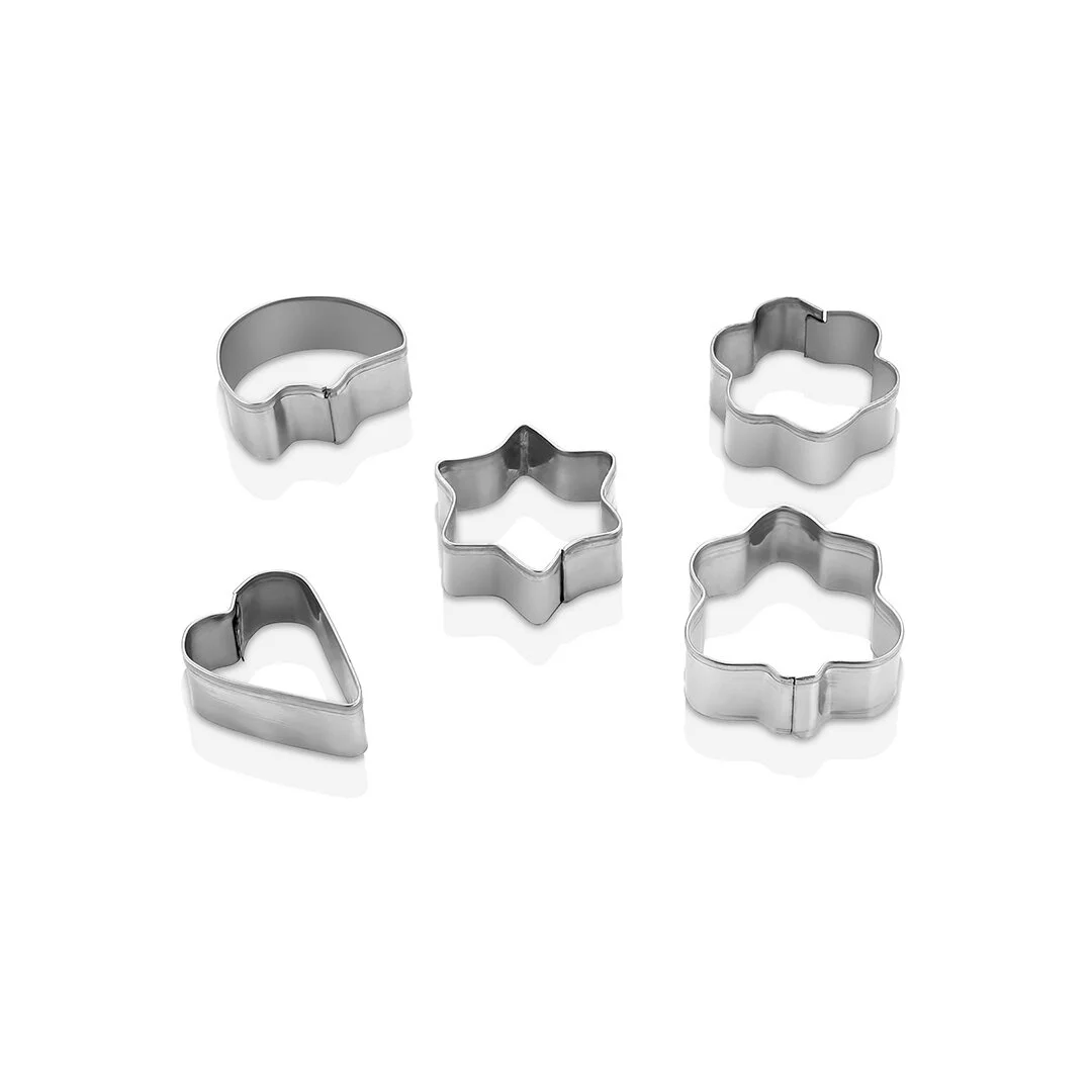 5 Pcs Metal Kurabiye Kalıp Kalp - Yıldız - Papatya - Ağaç 5224 Di
