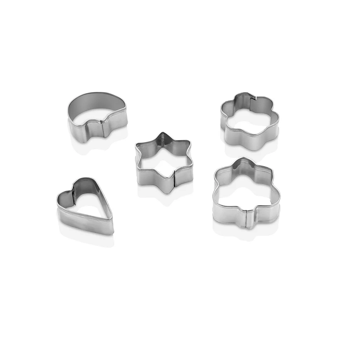 5 Pcs Metal Kurabiye Kalıp Kalp - Yıldız - Papatya - Ağaç