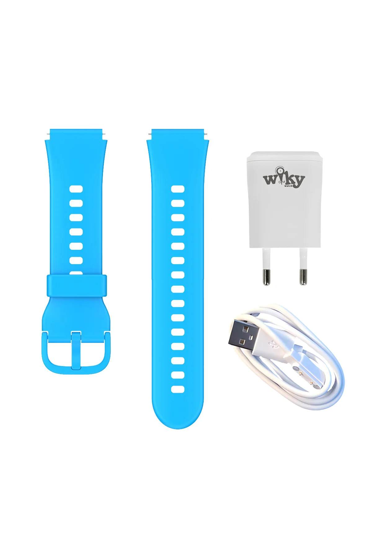 5 Plus Mavi Akıllı Saat Kasa Kordon Seti + Adaptör ve Şarj Kablosu