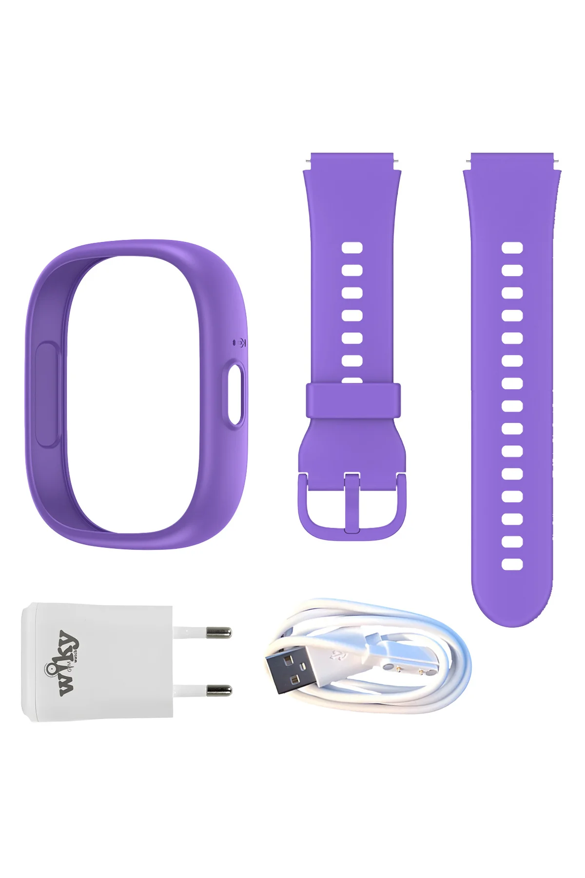 5 Plus Mor Akıllı Saat Kasa Kordon Seti + Adaptör ve Şarj Kablosu