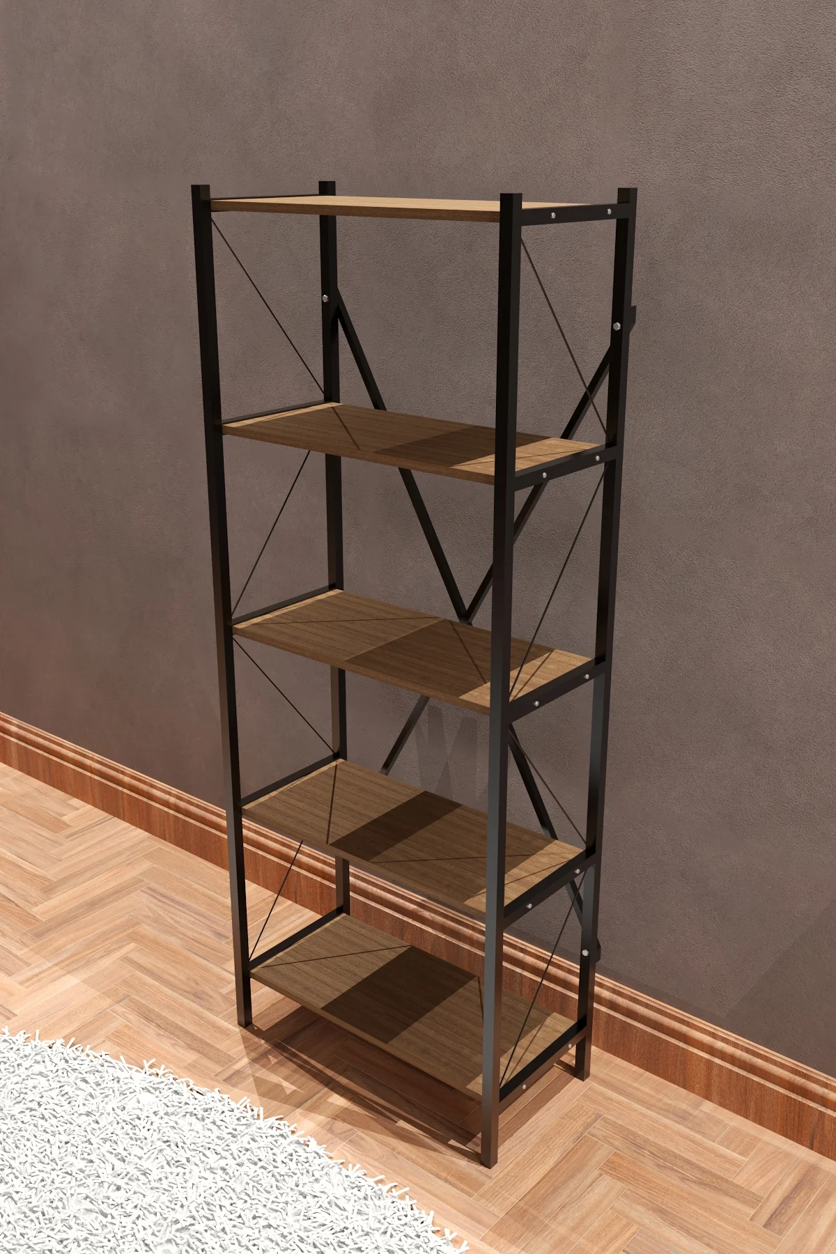 5 Raflı Metal Kitaplık