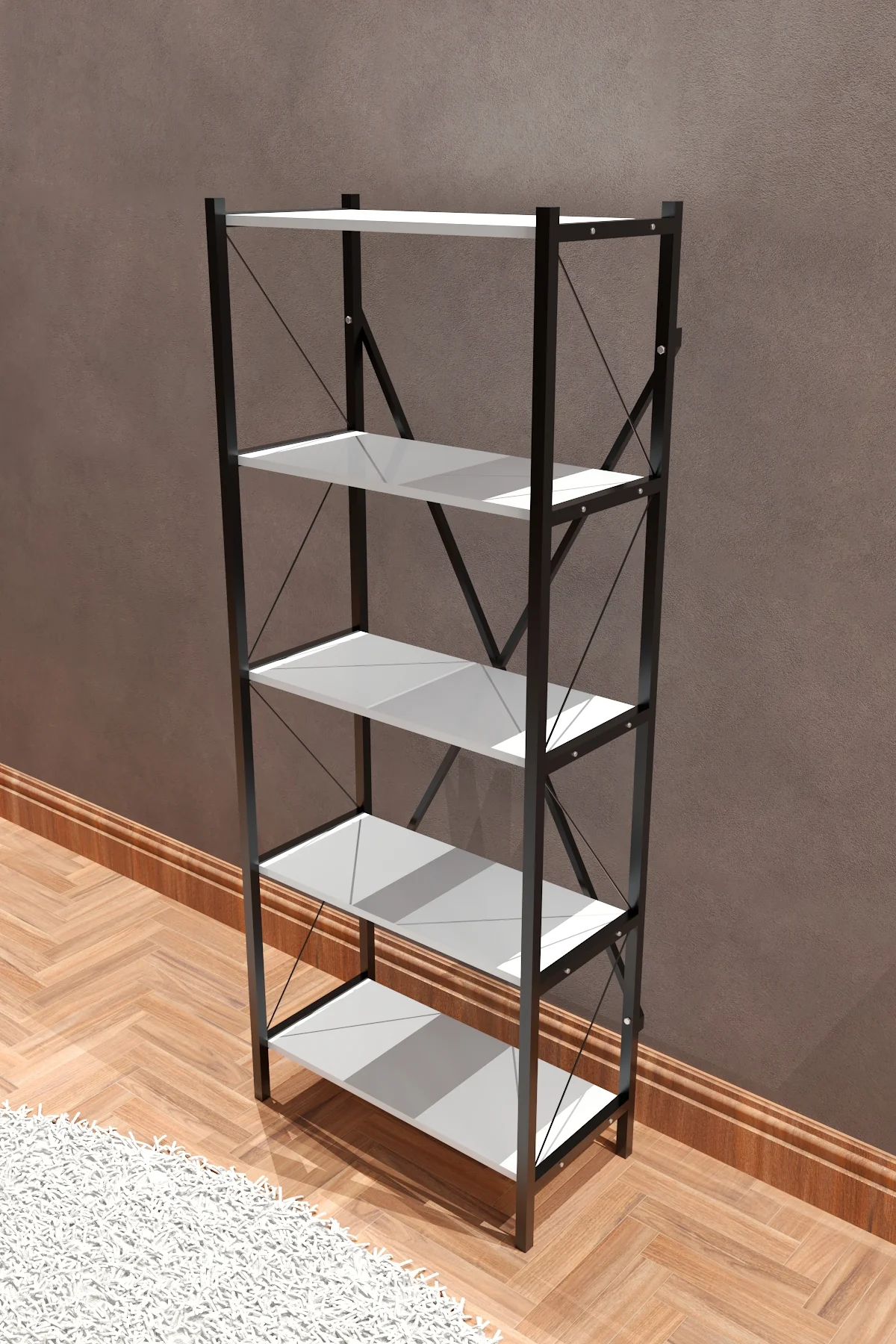 5 Raflı Metal Kitaplık