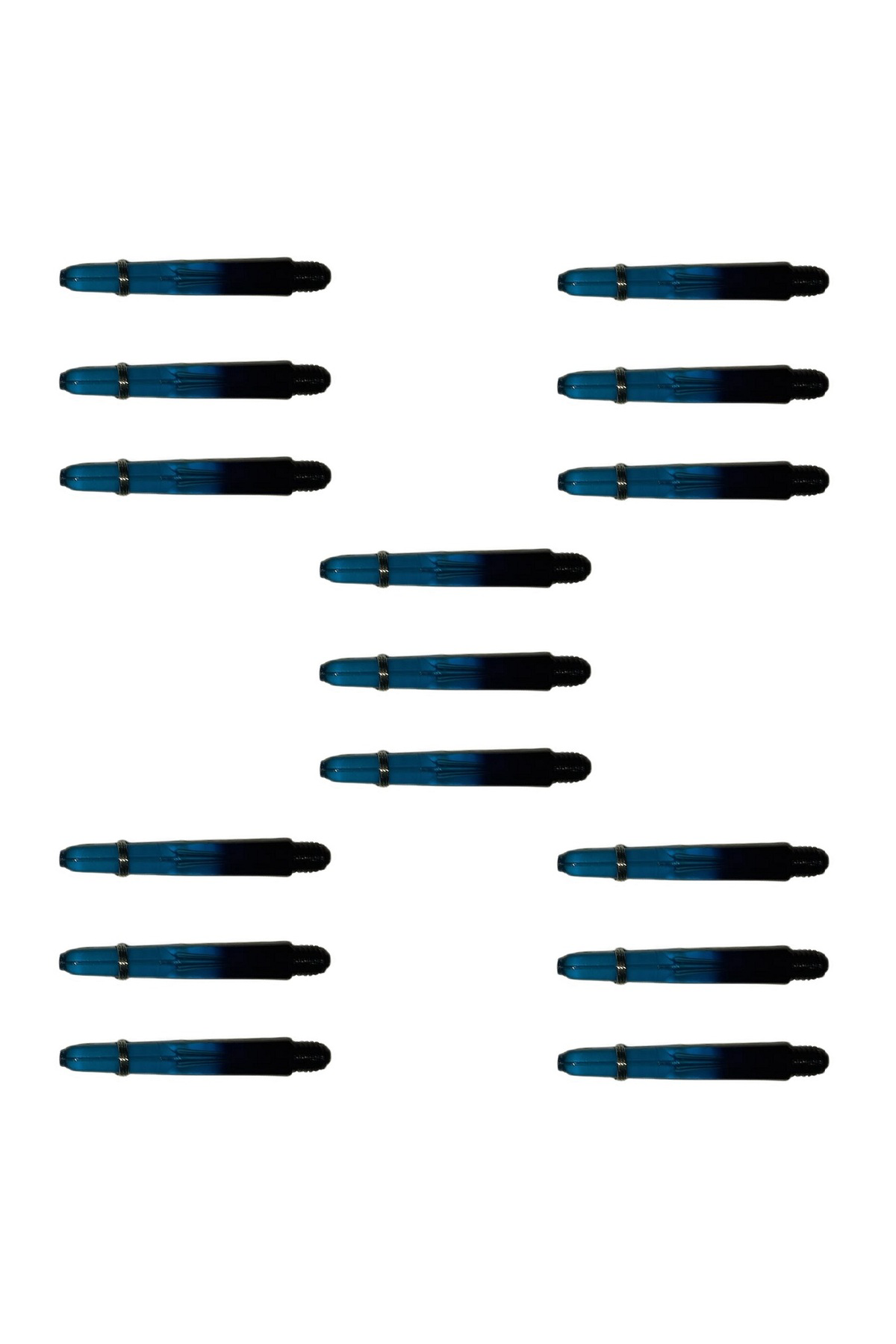 5 Set (15 ADET) 35mm, Mavi-Siyah, Polikarbon Şeffaf Dart Shaft-şa