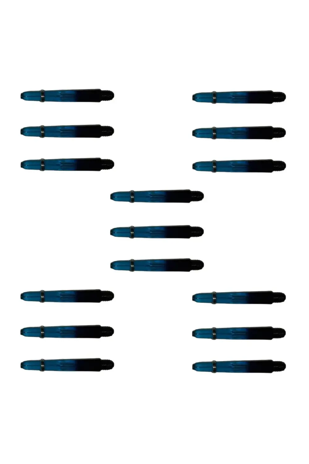 5 Set (15 ADET) 35mm, Mavi-Siyah, Polikarbon Şeffaf Dart Shaft-şa
