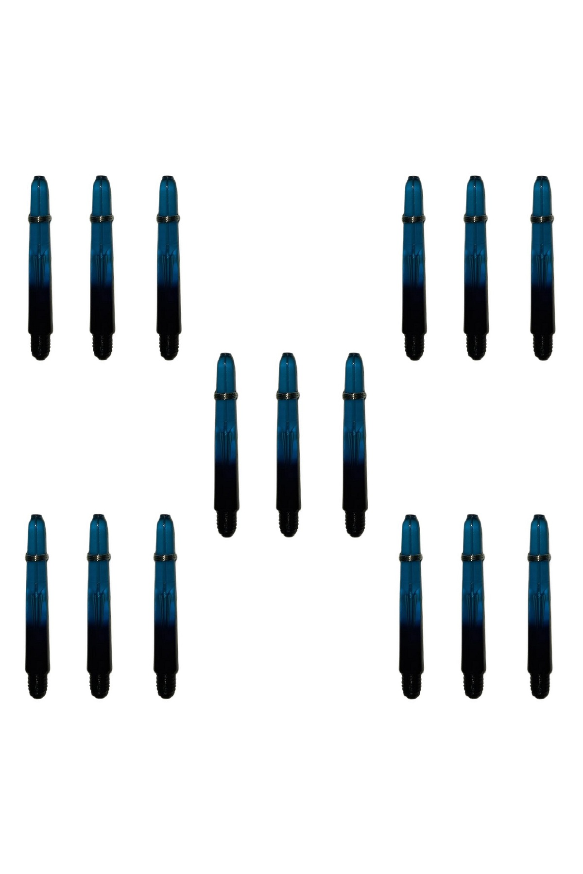 5 Set (15 Adet) 41mm, Mavi-Siyah Polikarbon Şeffaf Dart Shaft-şaf