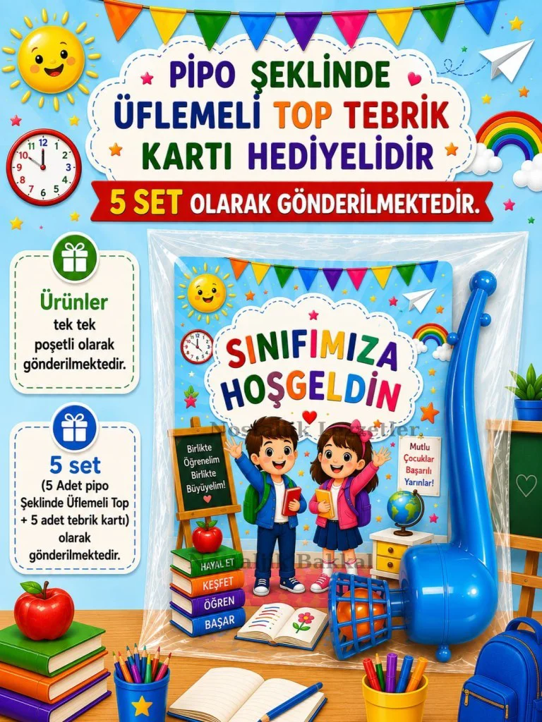 5 Set Sınıfımıza Hoşgeldin Yazılı Hediye Seti Sene Başı Hatırası 