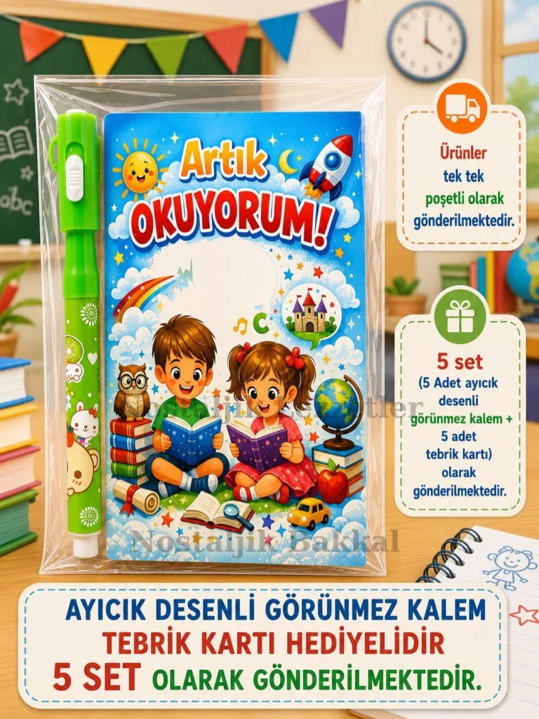 5 Set Yeni Okumayı Öğrenen Öğrencilere Hediye Artık Okuyorum Yazı 5 Set Yeni Okumayı Öğrenen Öğrencilere Hediye Artık Okuyorum Yazı