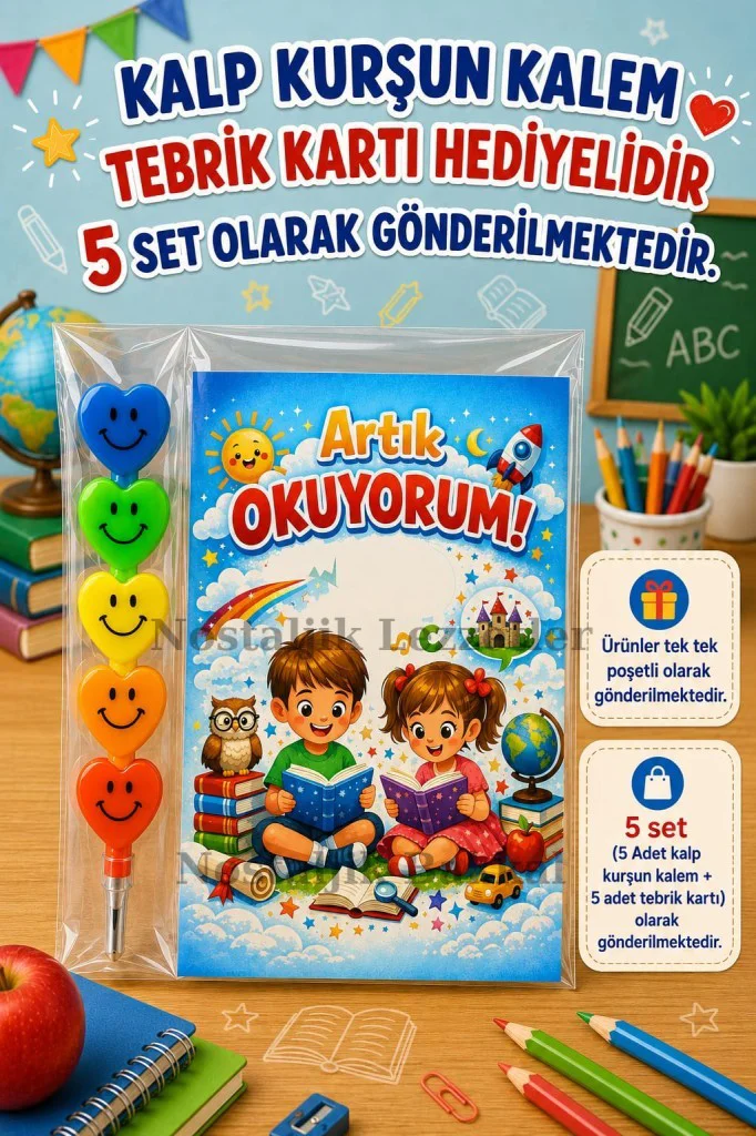 5 Set Yeni Okumayı Öğrenen Öğrencilere Hediye Artık Okuyorum Yazı