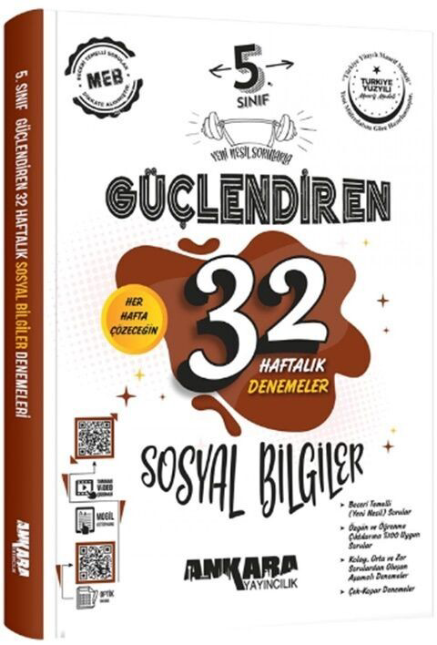 5. Sınıf Sosyal Bilgiler Güçlendiren 32 Haftalık Denemeleri Ankar