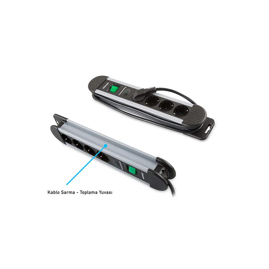 5 Soket Akım Korumalı Priz - 900 Joule Güvenlik, S-LINK SPGKS05 (Gri)