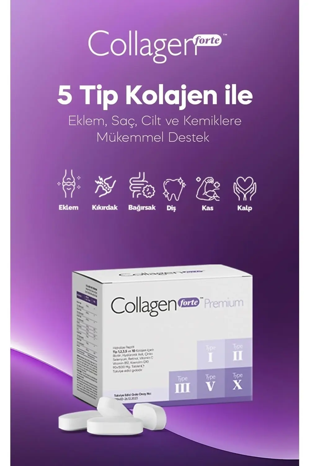 5 Tip Kolajen, Biotin, Cinko, Selenyum, Retinol, C Vitamini, Vita