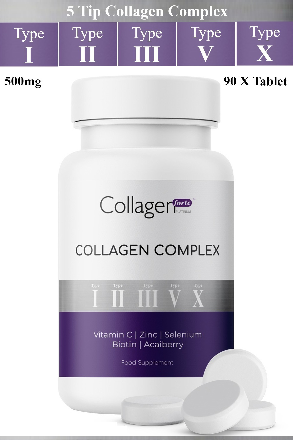 5 Tip Kolajen Complex Tip 1,2,3,5 Ve Tip 10 Biotin, Çinko, Seleny