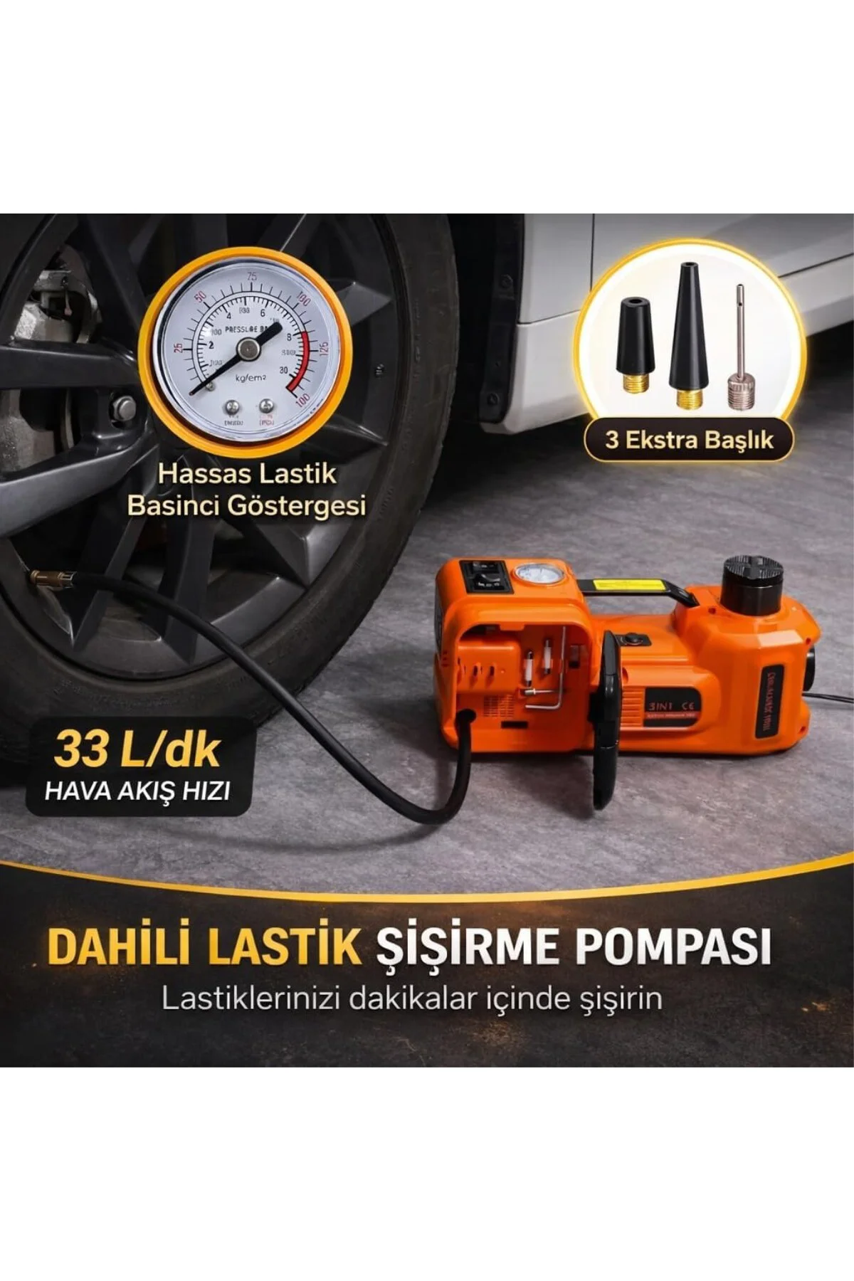 5 Ton Elektrikli Kriko Seti 12V, 3’ü 1 Arada Hidrolik Araç Krikos