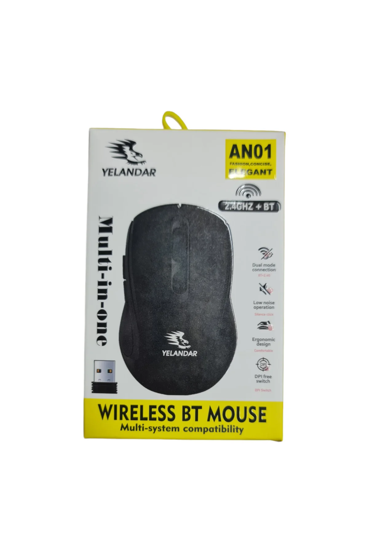 5 Tuşlu Şarj Edilebilir Kablosuz Mouse, 1200 Dpi, 2.4ghz AN01 Kab