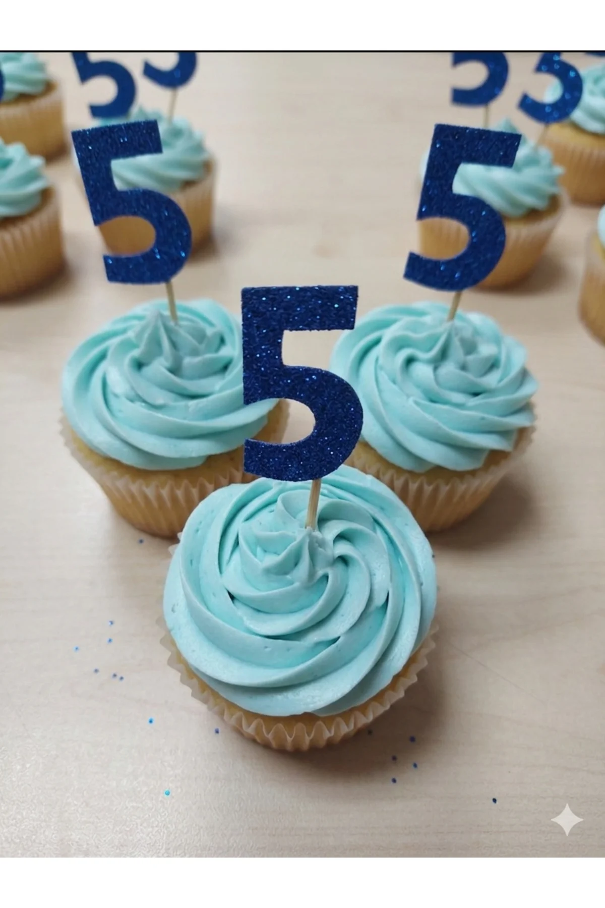 5 Yaş Doğum Günü Kürdanı ,Pasta Süsü 15 'li Mavi