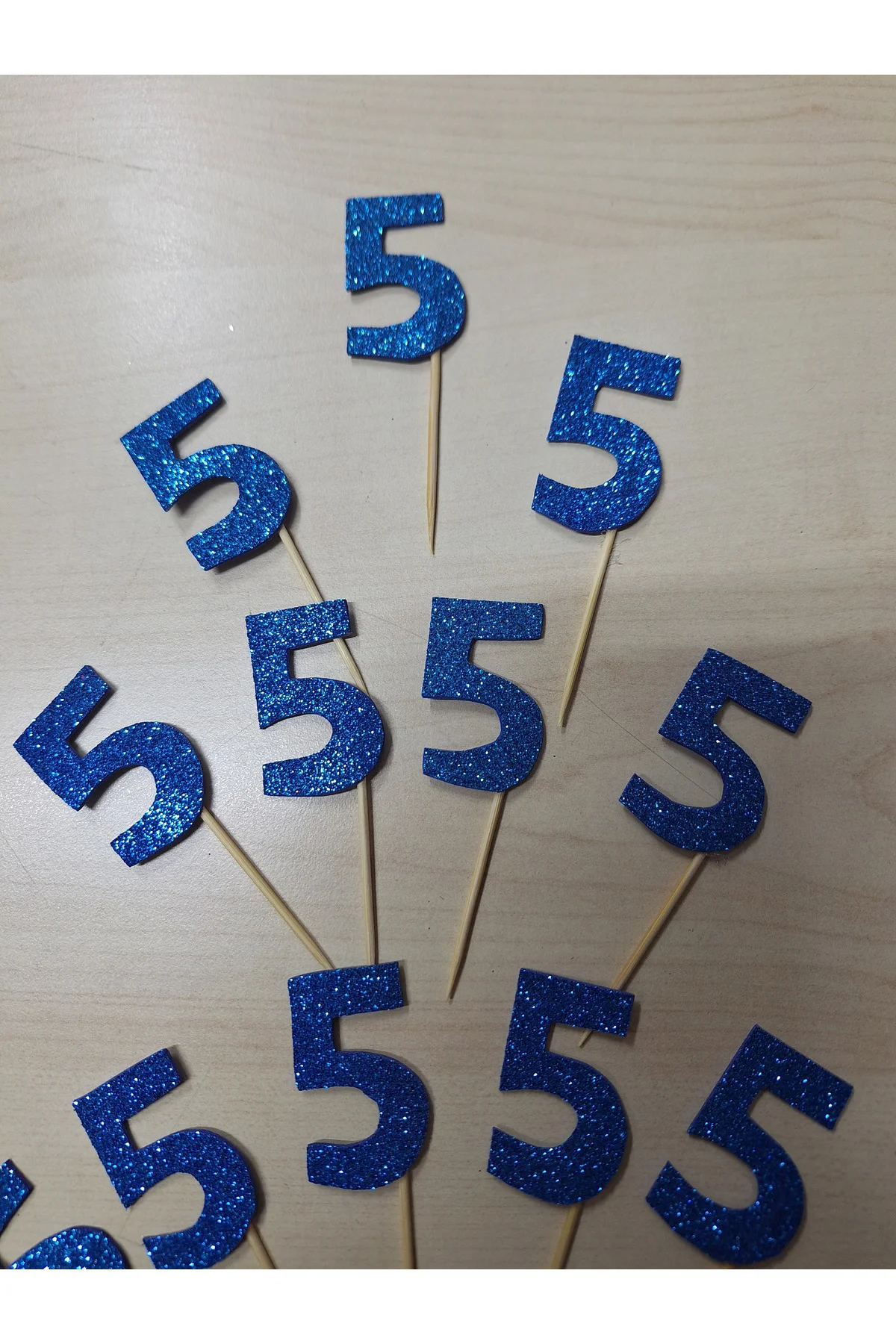 5 Yaş Doğum Günü Kürdanı ,Pasta Süsü 15 'li Mavi