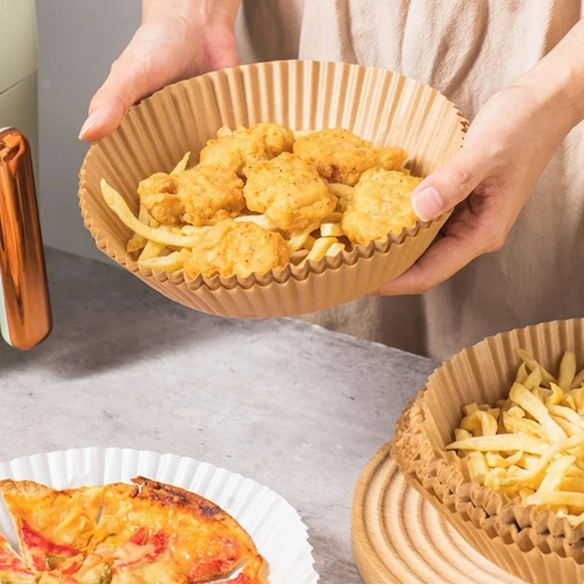 50 Adet 20 cm Air Fryer Pişirme Kağıdı Tek Kullanımlık Yağ Geçirmez Yuvarlak Tabak Model PVC 50 Adet 20 cm Air Fryer Pişirme Kağıdı Tek Kullanımlık Yağ Geçirmez Yuvarlak Tabak Model PVC