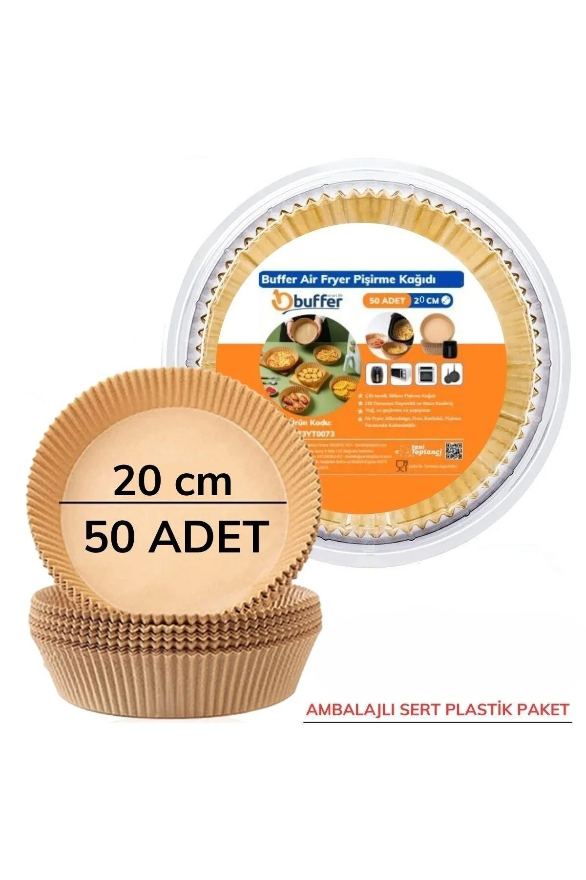 50 Adet 20 cm AirFryer Pişirme Kağıdı Tek Kullanımlık Fritöz Yağ 