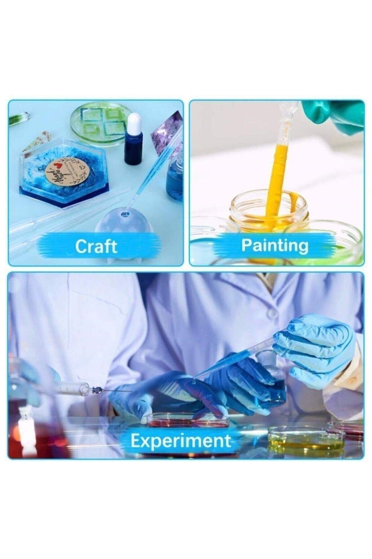 50 Adet 3ml Plastik Pastör Pipeti Alkano Taksimatlı Likit Pipeti 