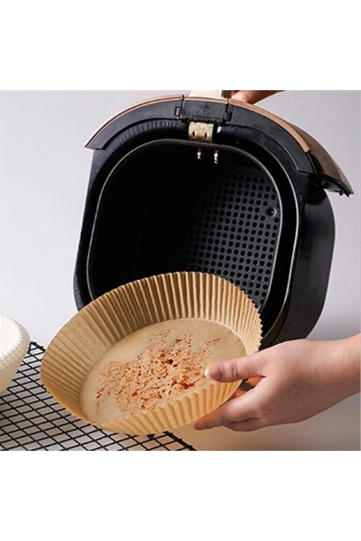 50 Adet Air Fryer Pişirme Kağıdı Tek Kullanımlık Hava Fritöz Yağ 