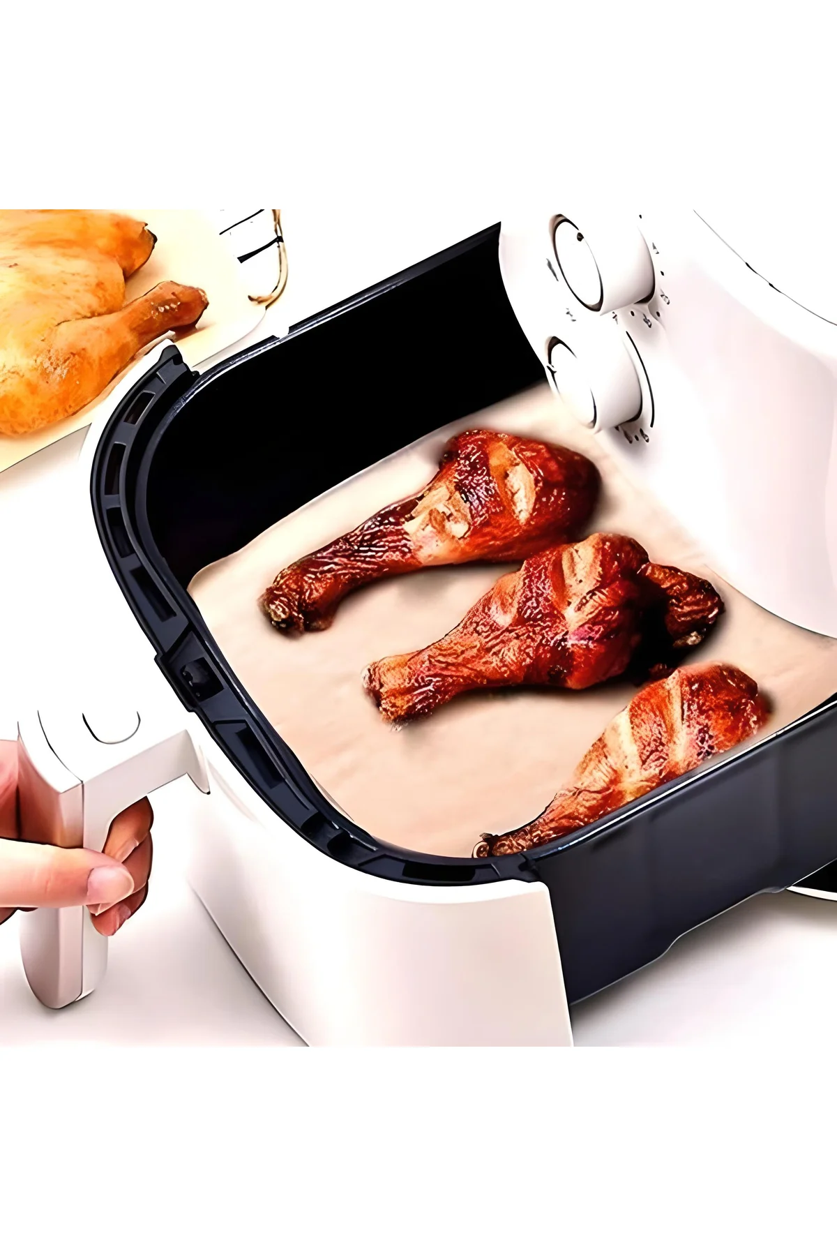 50 Adet Air Fryer Pişirme Kağıdı Tek Kullanımlık Yağ Su Geçirmez 