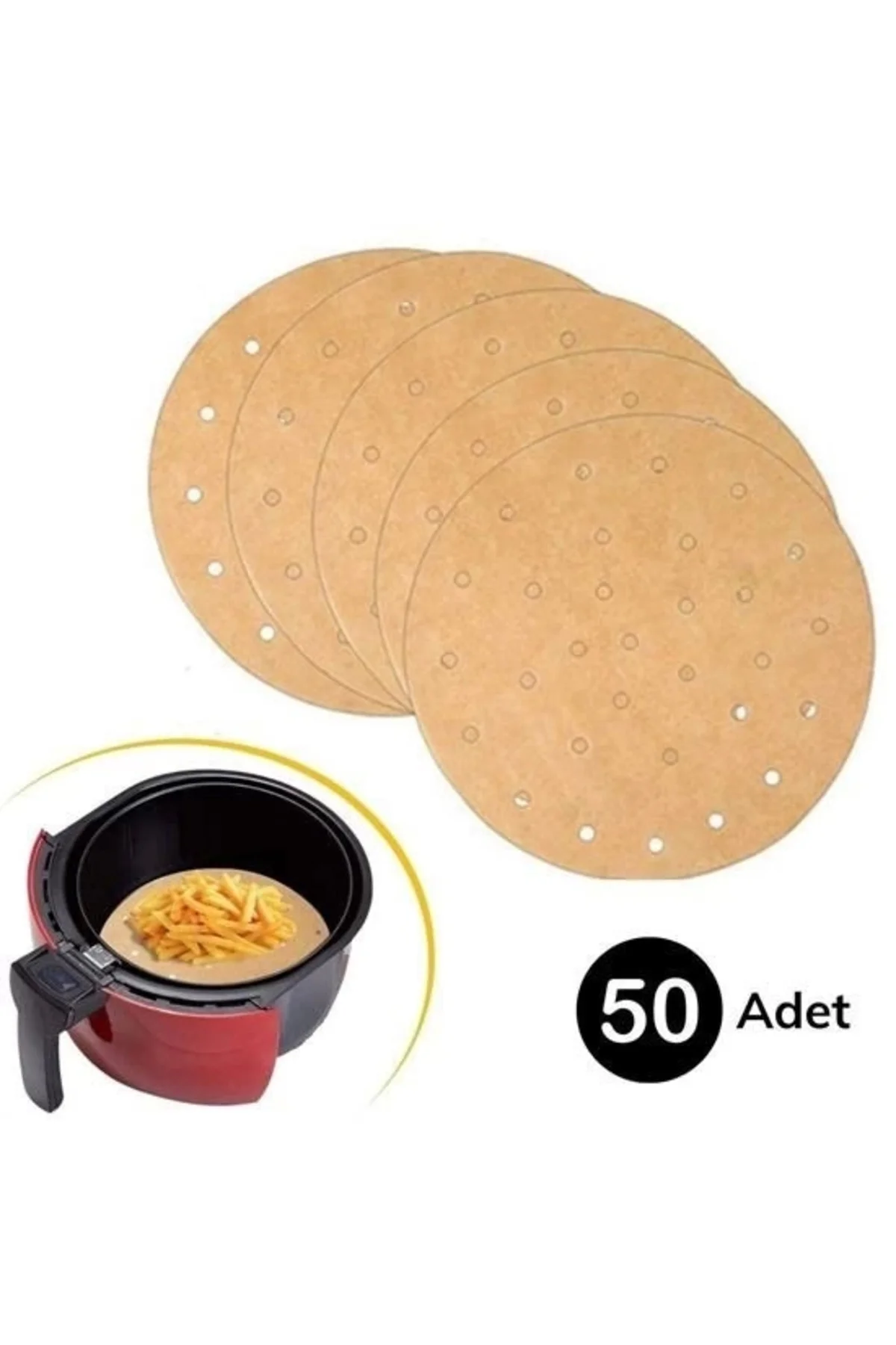 50 Adet Air Fryer Pişirme Kağıdı Tek Kullanımlık Gıda Pişirme Kağ