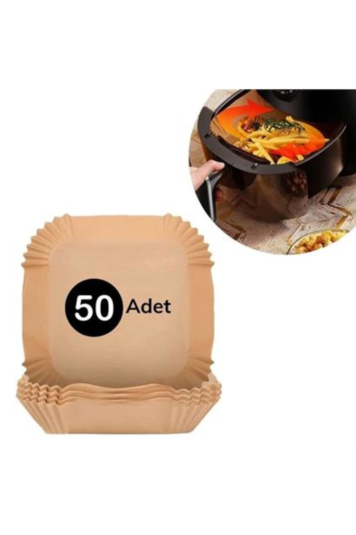 50 Adet Air Fryer Pişirme Kağıdı Tek Kullanımlık Hava Fritöz Yağ 