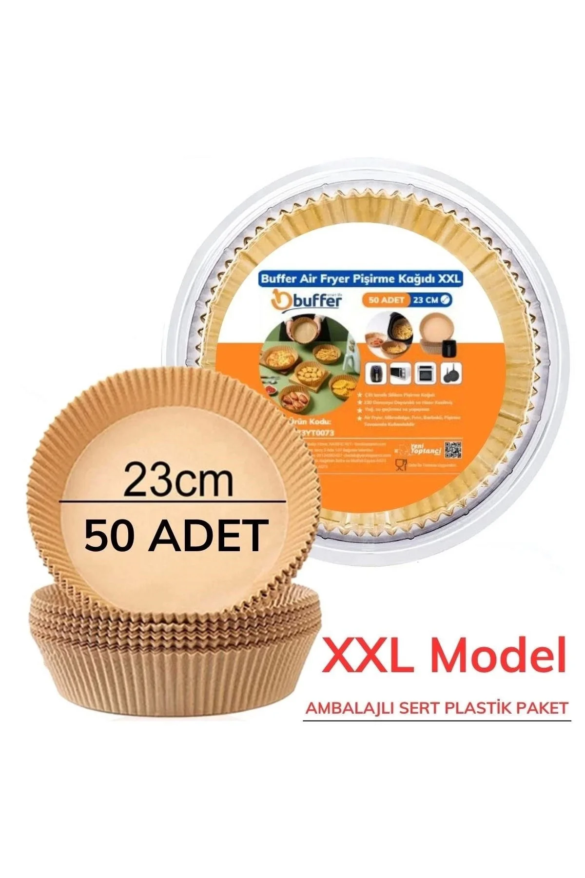 50 Adet Air Fryer Pişirme Kağıdı Tek Kullanımlık 23 Cm Yuvarlak P