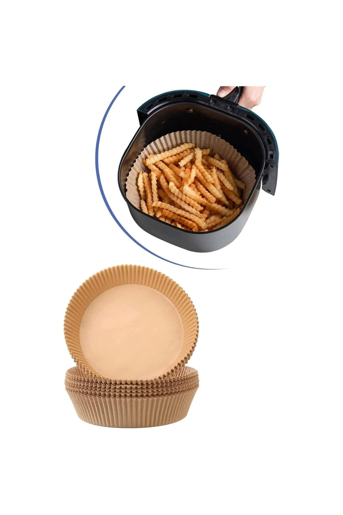 50 Adet Air Fryer Pişirme Kağıdı Tek Kullanımlık Yağ Geçirmez Yap