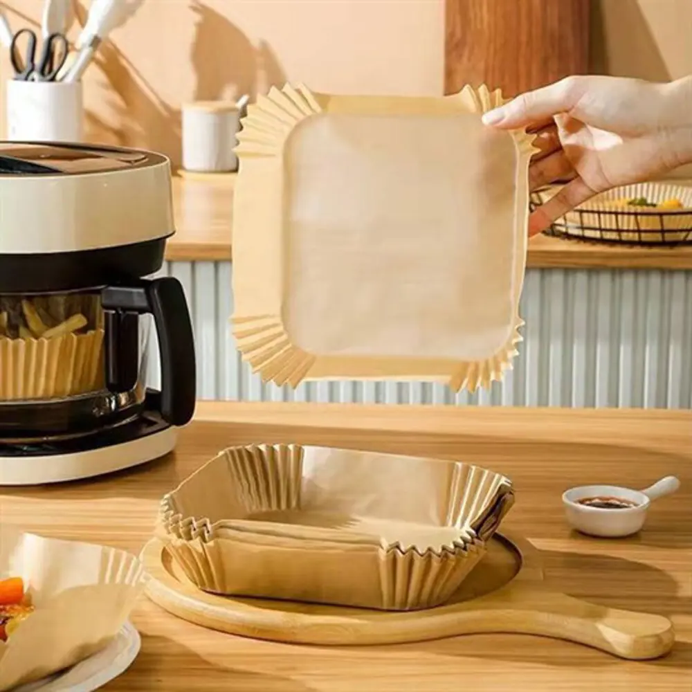 50 Adet Air Fryer Pişirme Kağıdı Tek Kullanımlık Hava Fritöz Yağ 