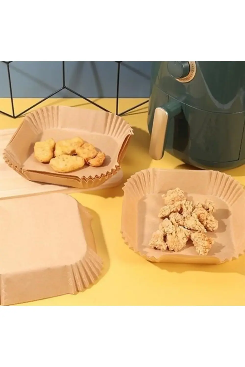 50 Adet Air Fryer Pişirme Kağıdı Tek Kullanımlık Hava Fritöz Yağ