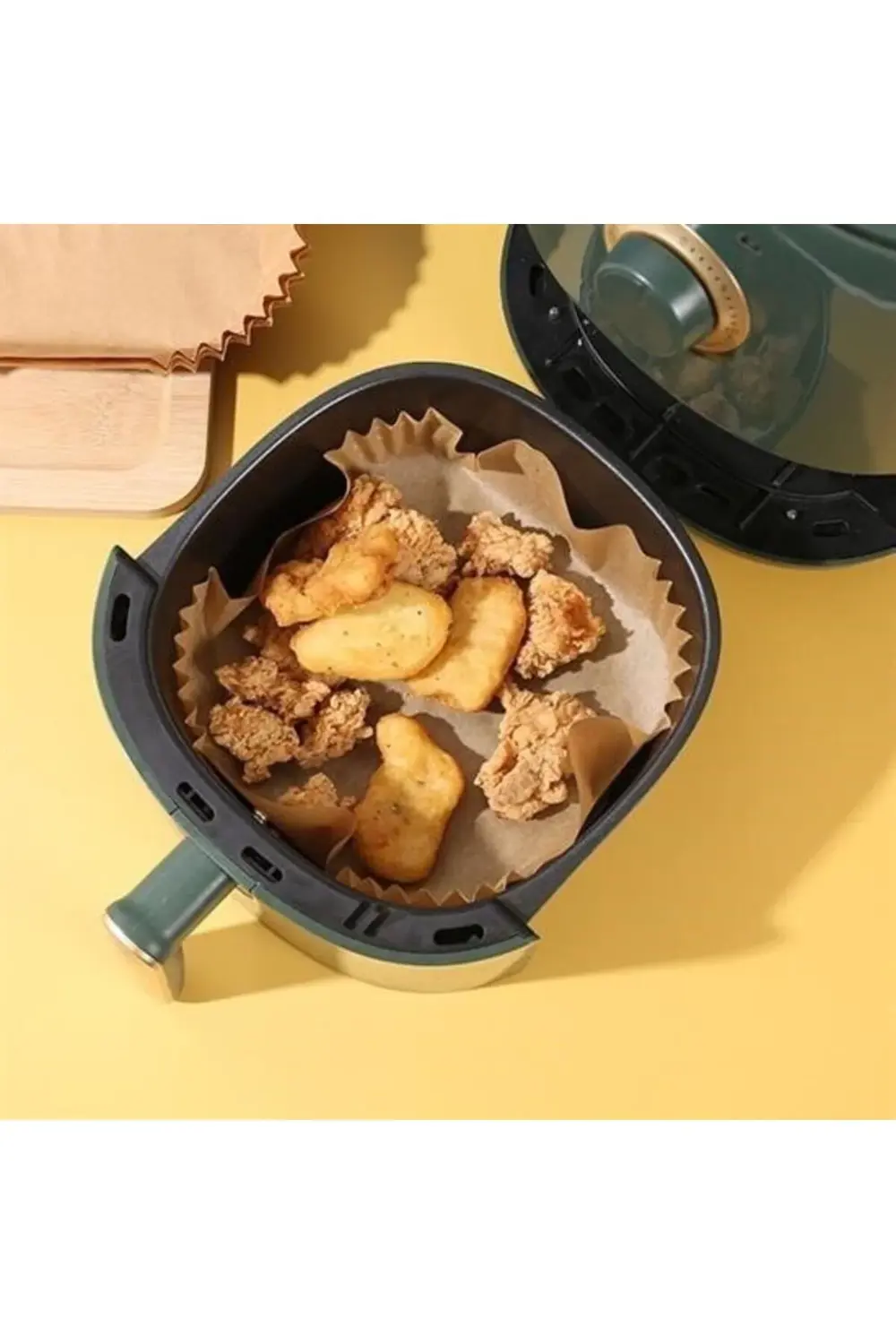 50 Adet Air Fryer Pişirme Kağıdı Tek Kullanımlık Hava Fritöz Yağ