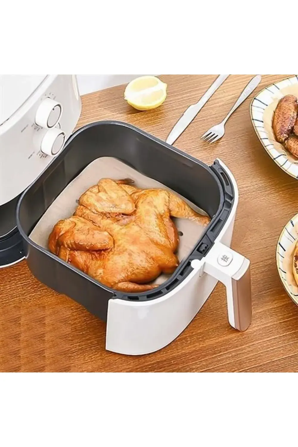 50 Adet Air Fryer Pişirme Kağıdı Tek Kullanımlık Hava Fritöz Yapı