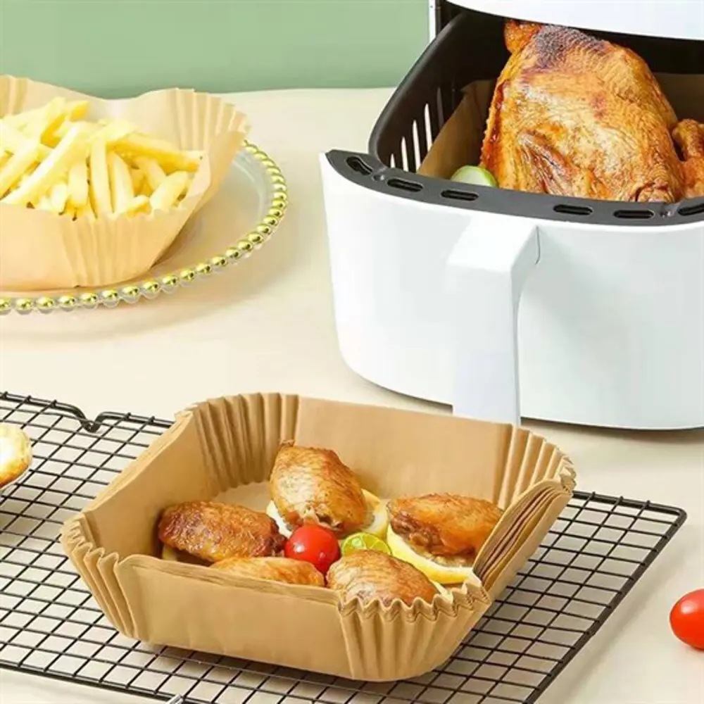 50 Adet Air Fryer Pişirme Kağıdı Tek Kullanımlık Hava Fritöz Yağ 