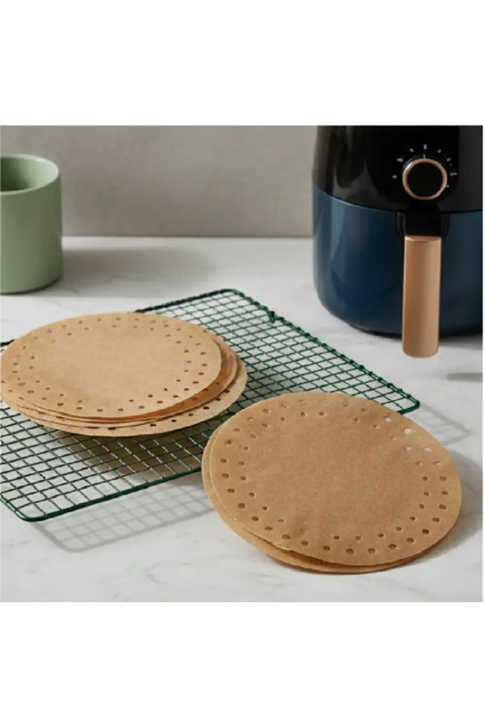 50 Adet Air Fryer Pişirme Kağıdı Tek Kullanımlık Hava Fritöz Yapı