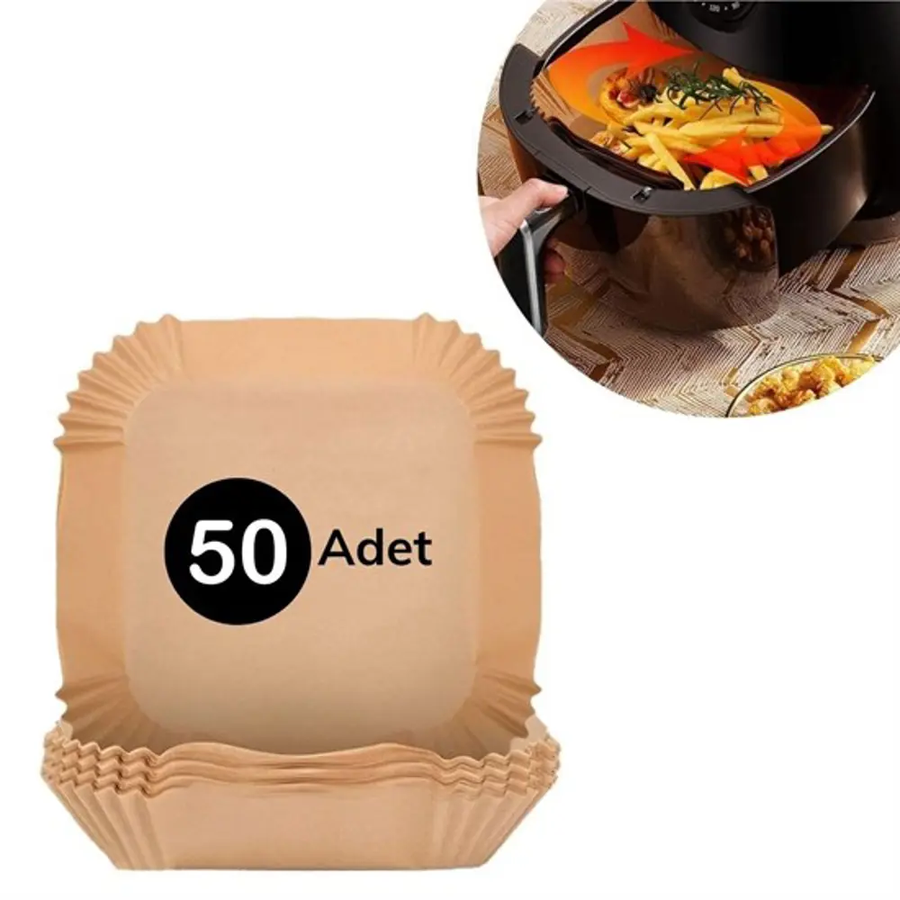 50 Adet Air Fryer Pişirme Kağıdı Tek Kullanımlık Hava Fritöz Yağ 