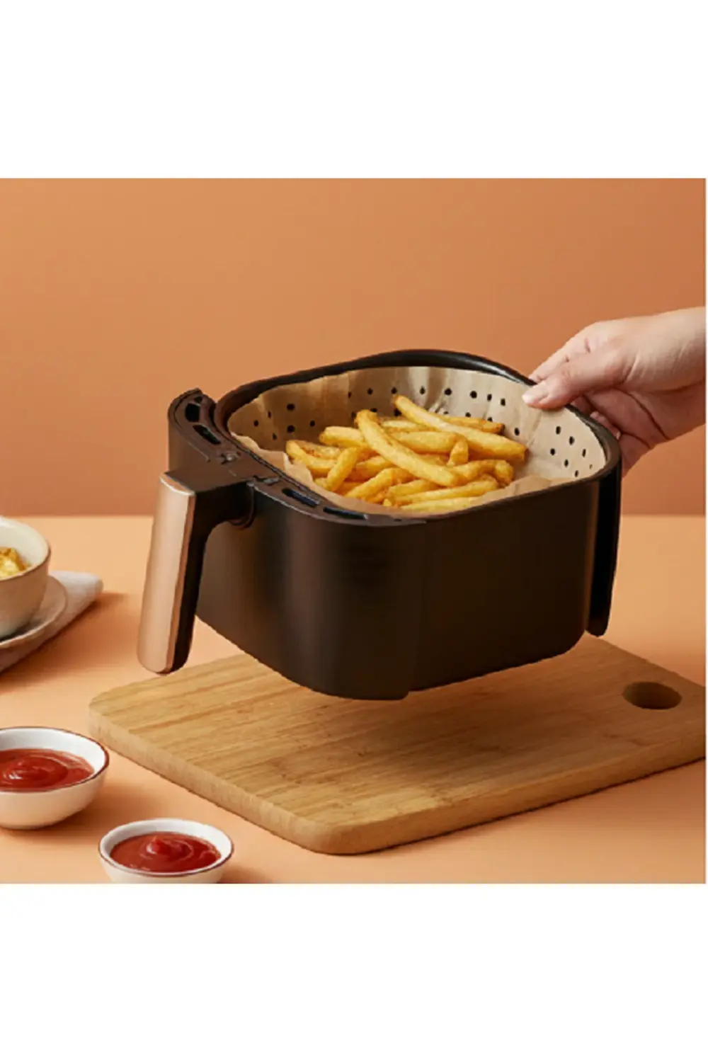 50 Adet Air Fryer Pişirme Kağıdı Tek Kullanımlık Hava Fritöz Yapı